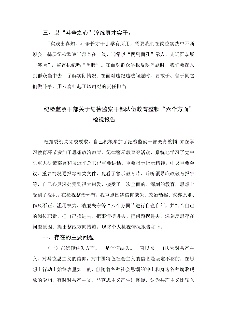 纪检教育整顿2023乡镇纪委干部纪检监察干部队伍教育整顿心得体会精选共10篇汇编供参考.docx_第2页