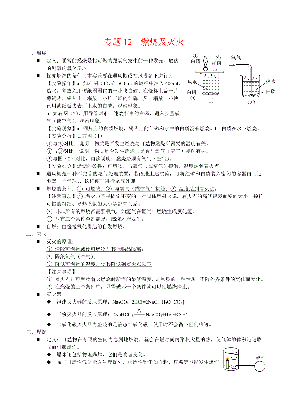 2024年中考化学专题复习——专题12燃烧及灭火（全国通用）（解析版）.doc_第1页