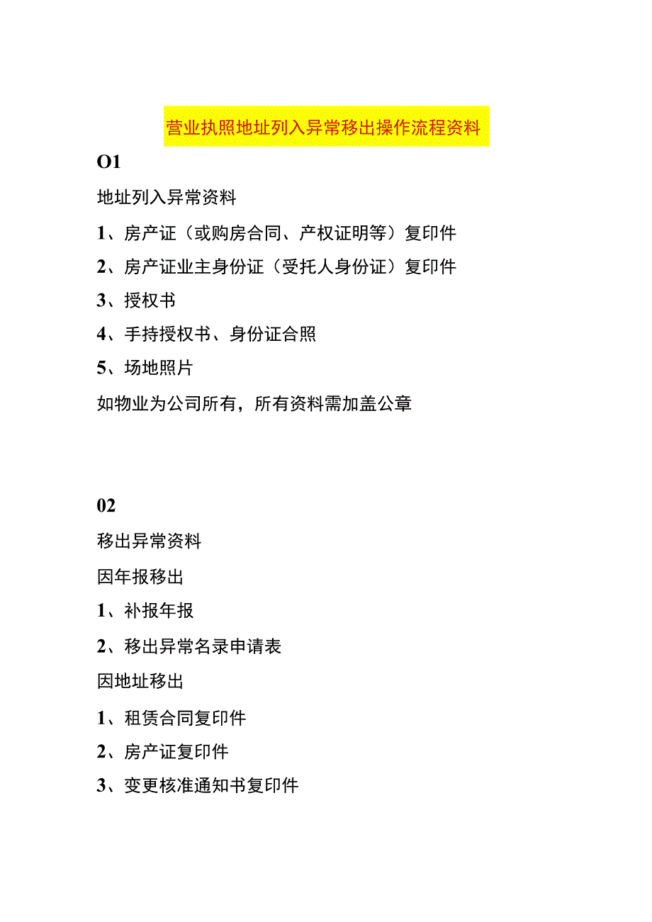 营业执照地址列入异常移出操作流程资料.docx_第1页