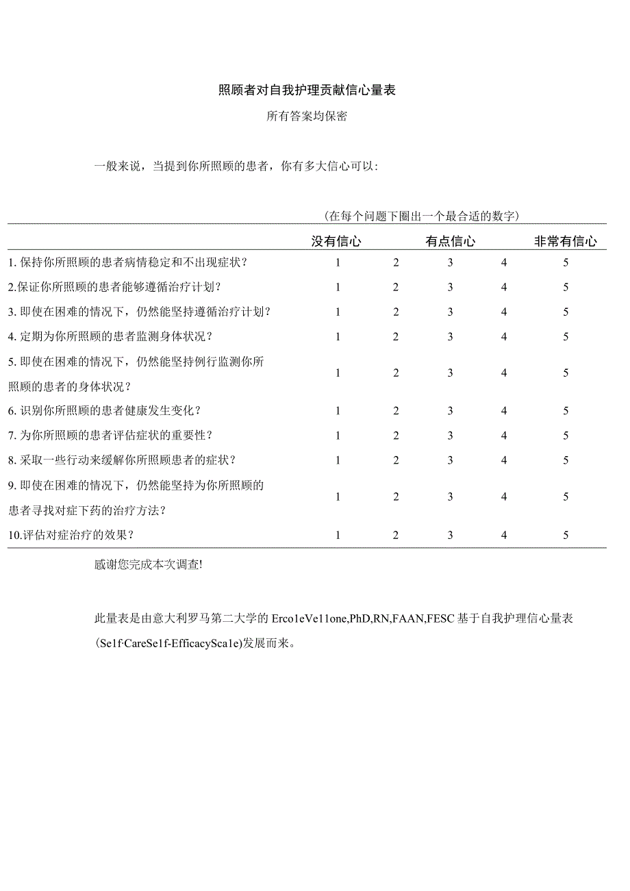 照顾者对自我护理贡献信心量表.docx_第1页