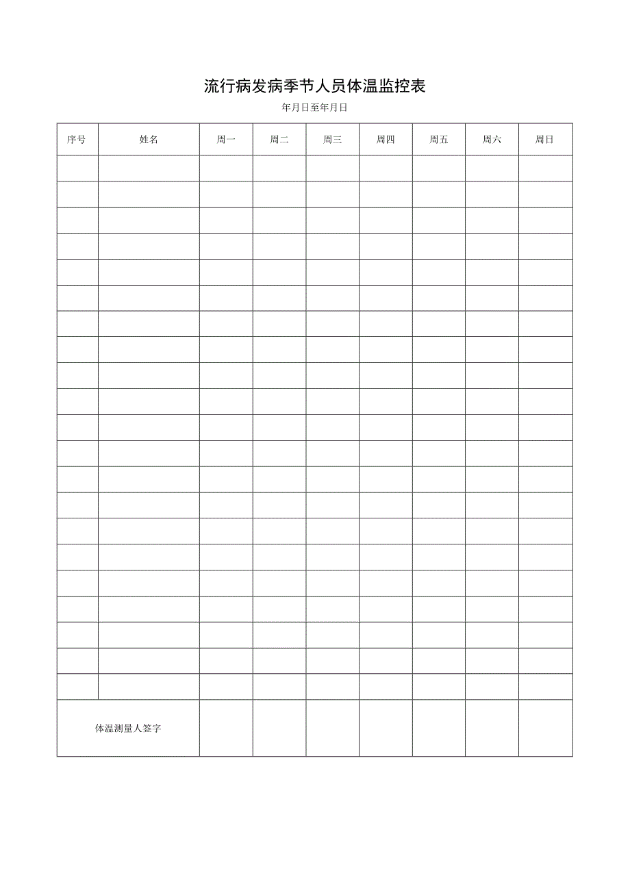 流行病发病季节人员体温监控表.docx_第1页