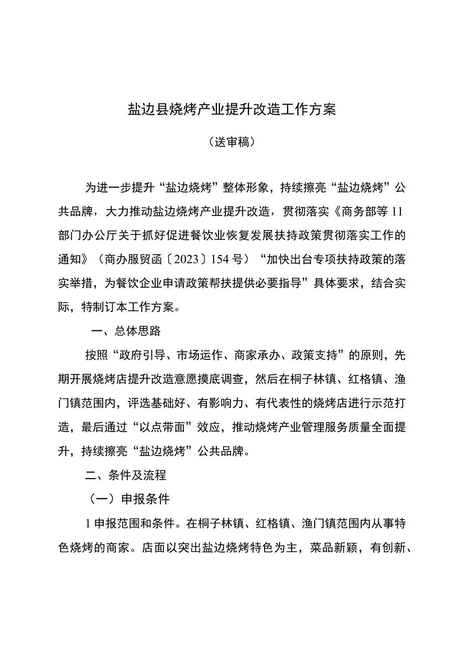 盐边县烧烤产业提升改造工作方案.docx_第1页