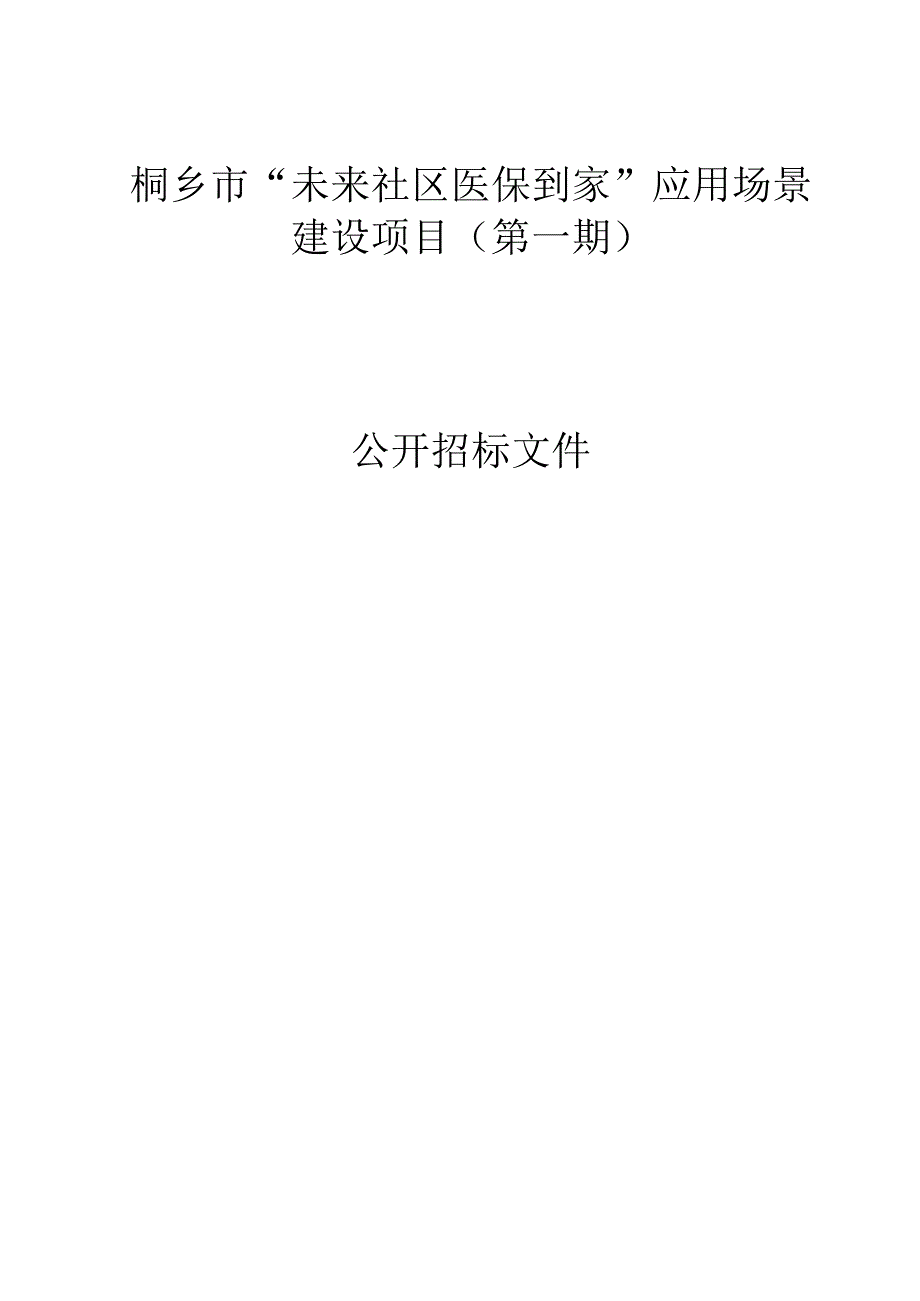 桐乡市未来社区医保到家应用场景建设项目第一期招标文件.docx_第1页