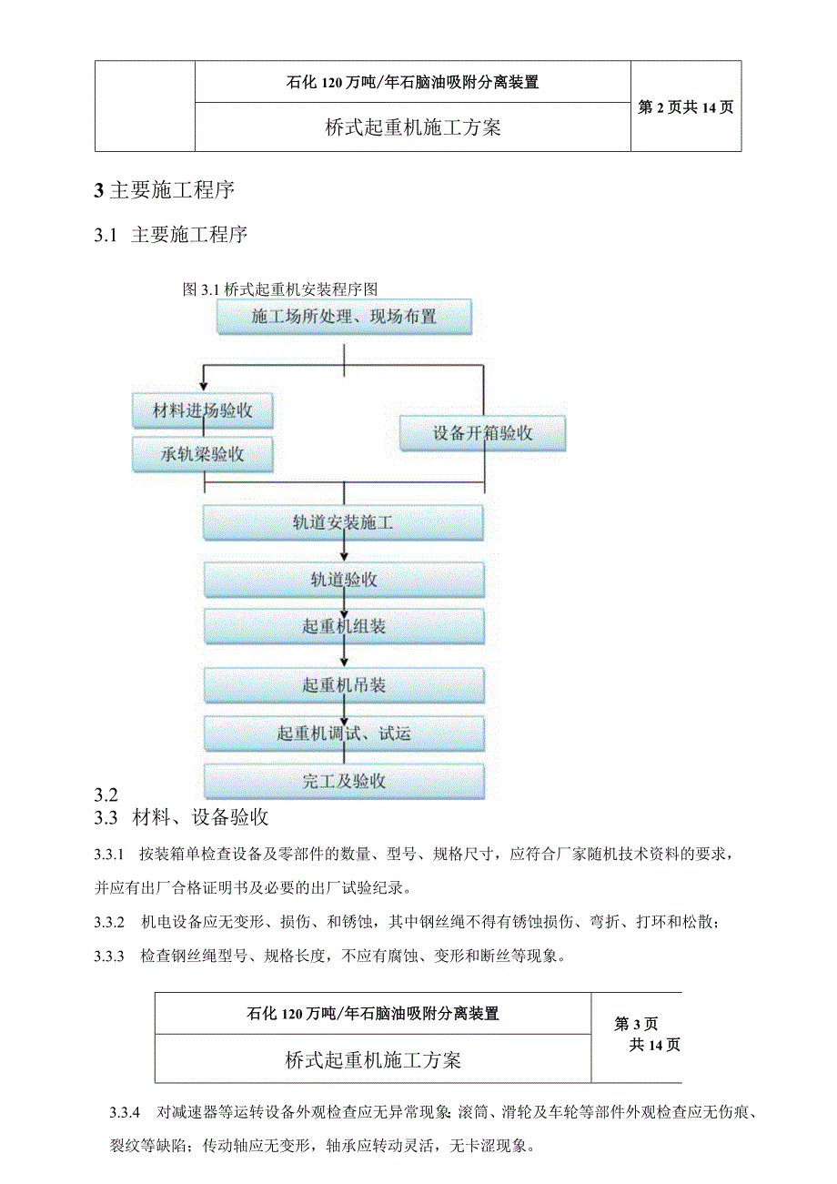 石化油品质量升级及原油劣质化改造吸附分离预加氢装置桥式起重机施工方案.docx_第3页