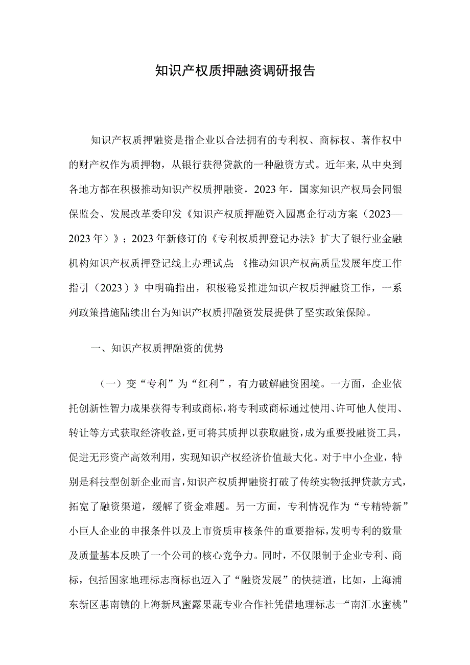 知识产权质押融资调研报告.docx_第1页