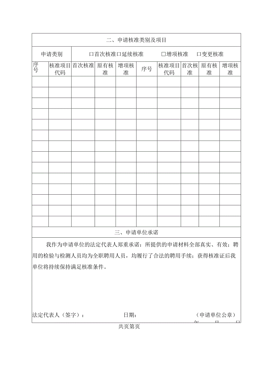 特种设备检验机构核准申请核准项目表.docx_第1页