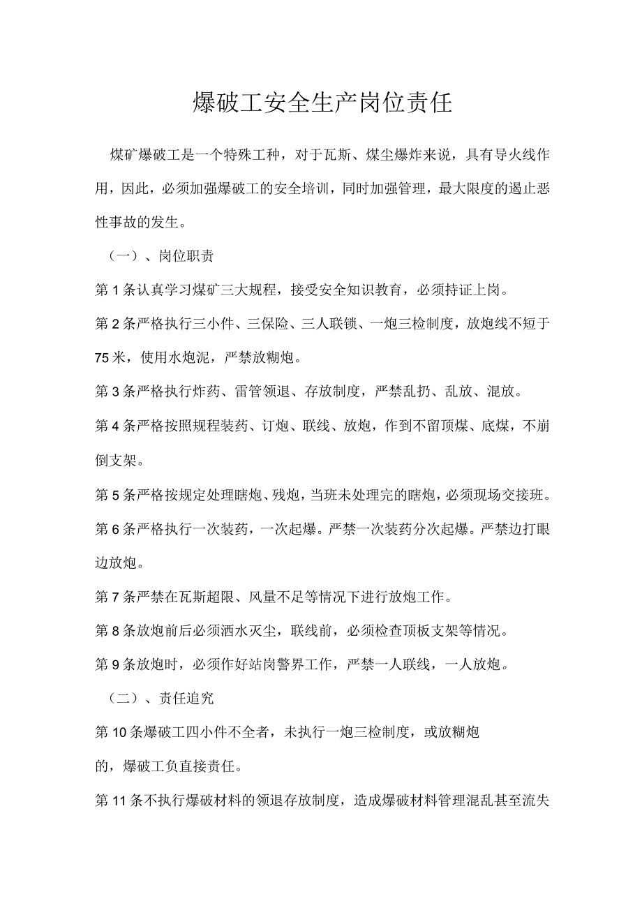 爆破工安全生产岗位责任模板范本.docx_第1页