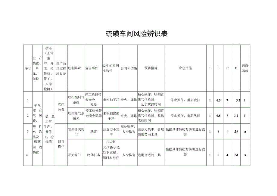 硫磺车间风险辨识表.docx_第1页