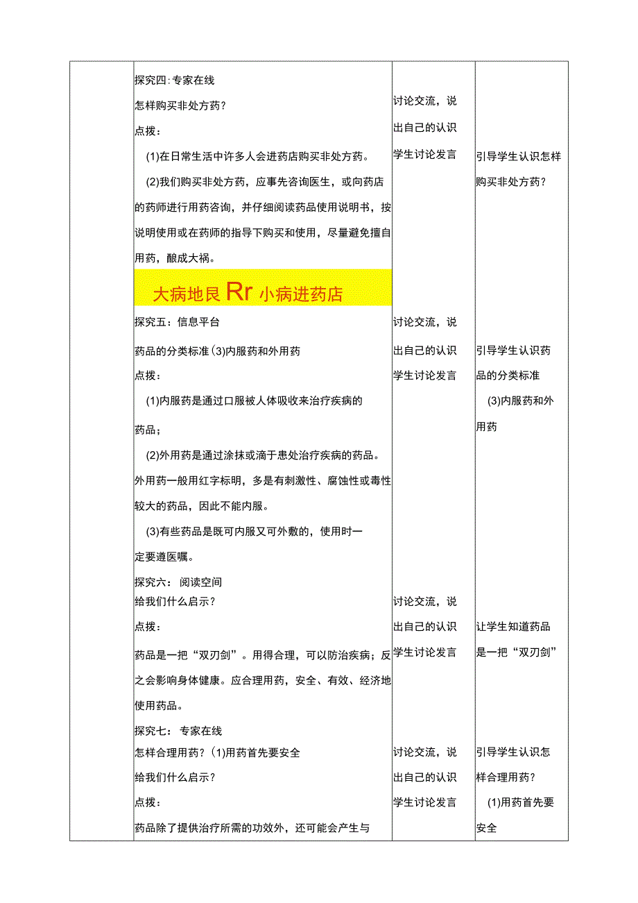 生命与健康常识七年级下册第九课 安全用药 教案.docx_第3页