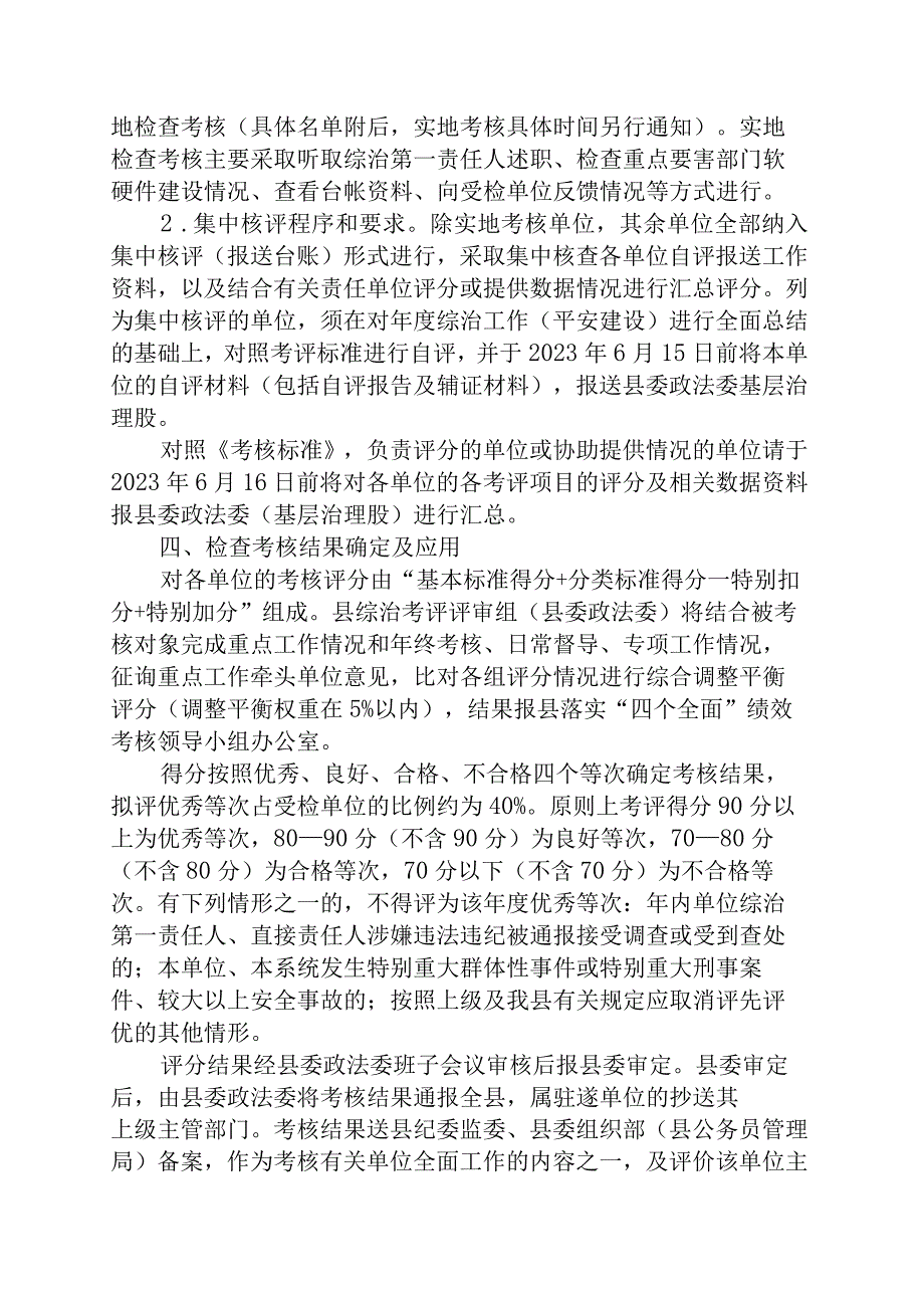 2023年X县上半年在县平安建设工作的检查考核方案征求意见稿.docx_第2页