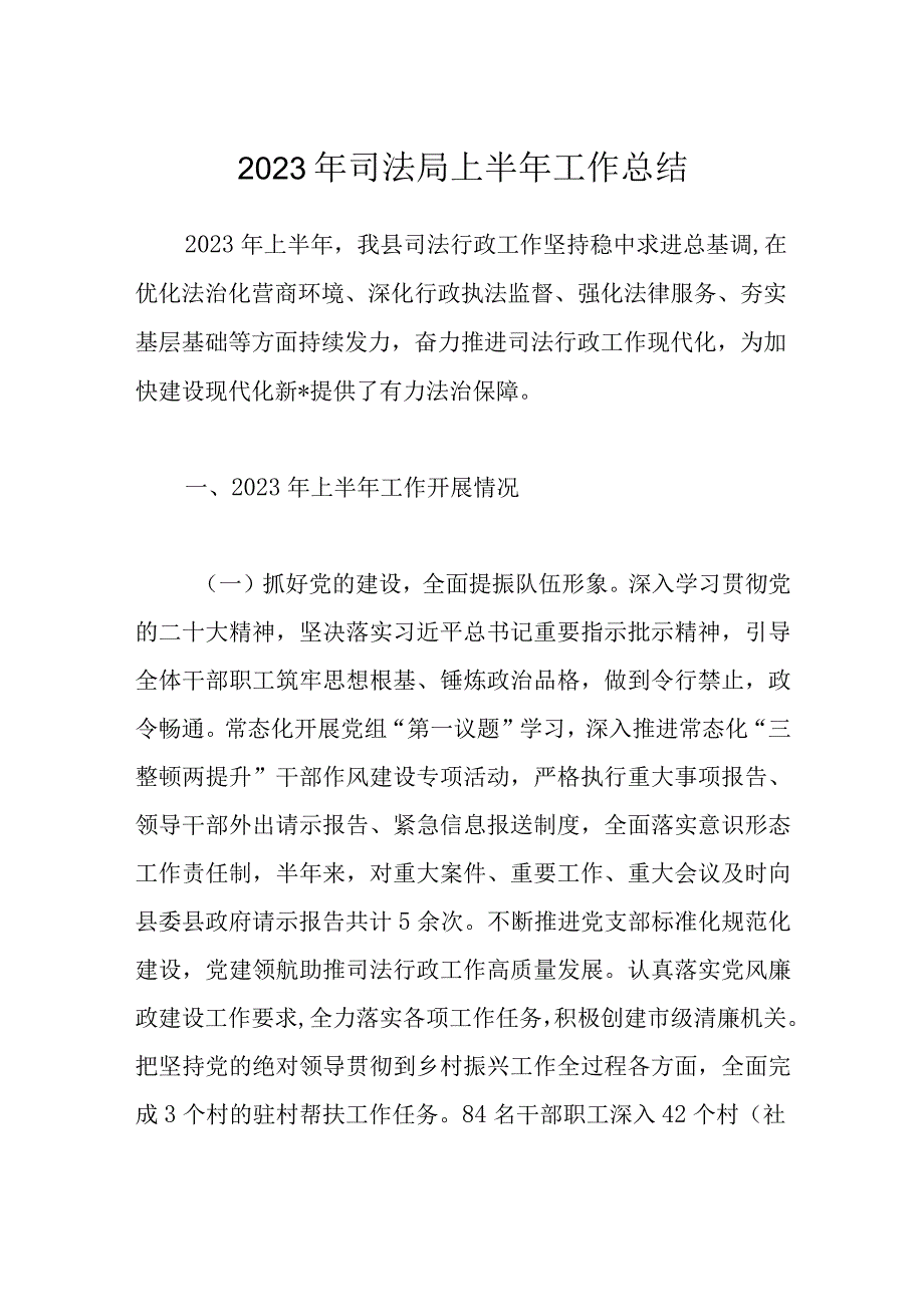 2023年司法局上半年工作总结.docx_第1页