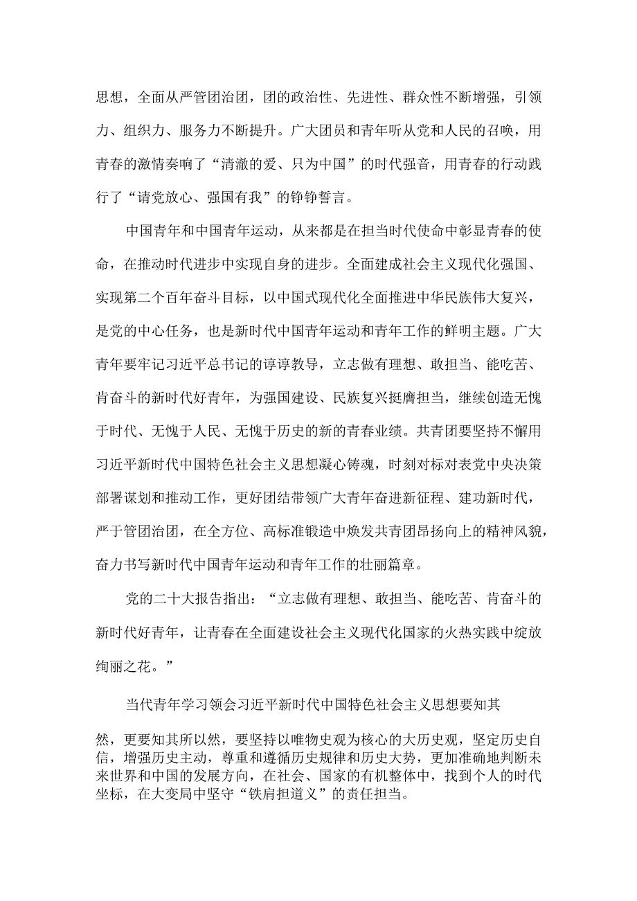 2023学习共青团第十九次全国代表大会精神感悟1.docx_第2页