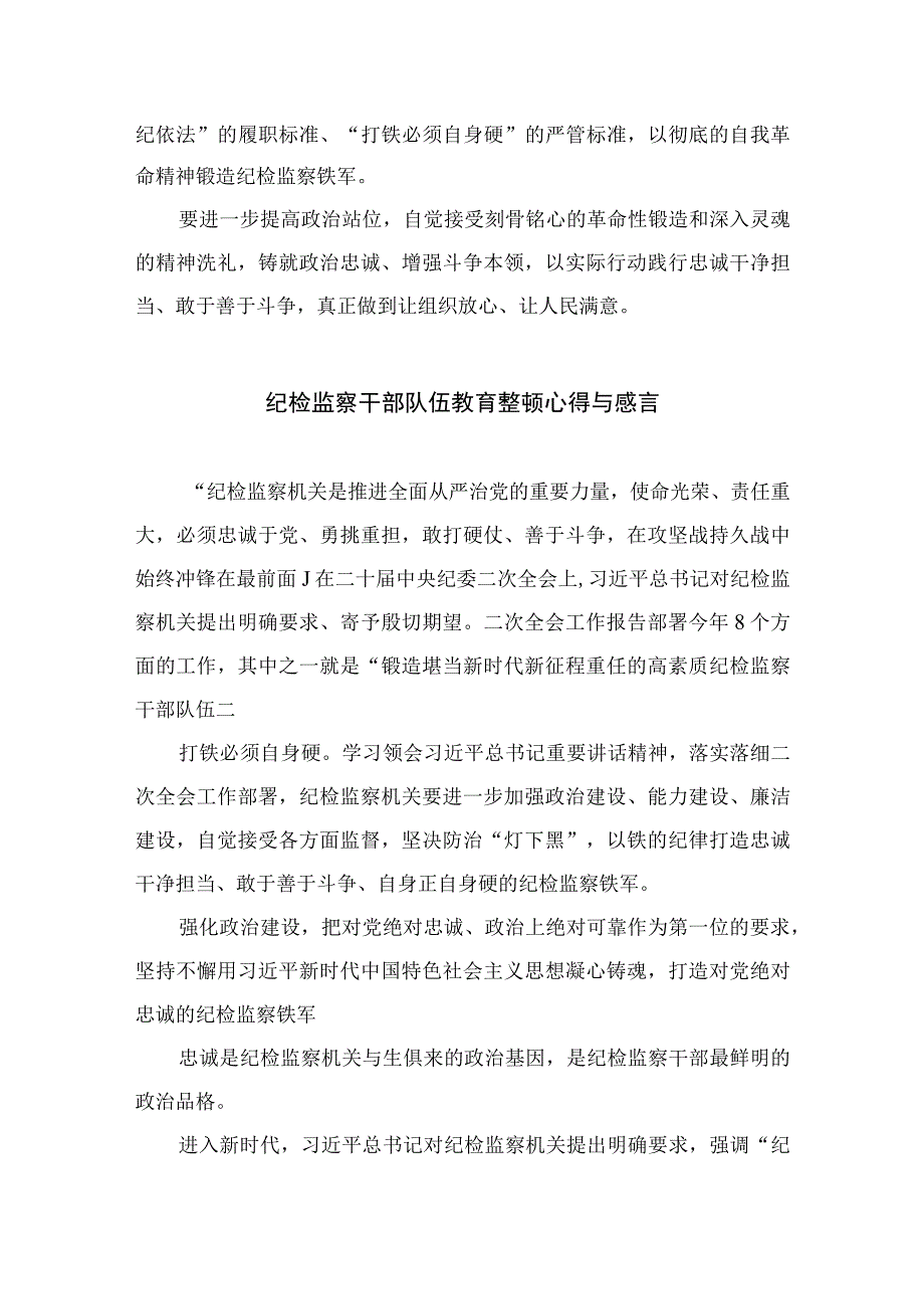 2023纪检教育整顿2023年纪检监察干部队伍教育整顿心得体会四篇精编版.docx_第2页