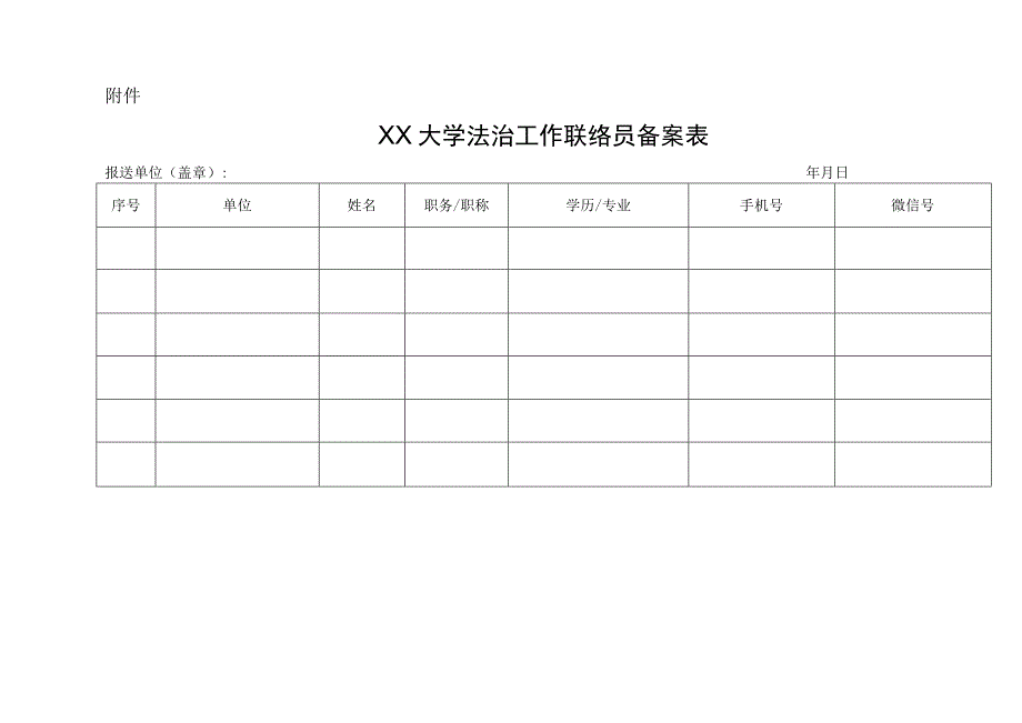 XX大学法治工作联络员备案表.docx_第1页