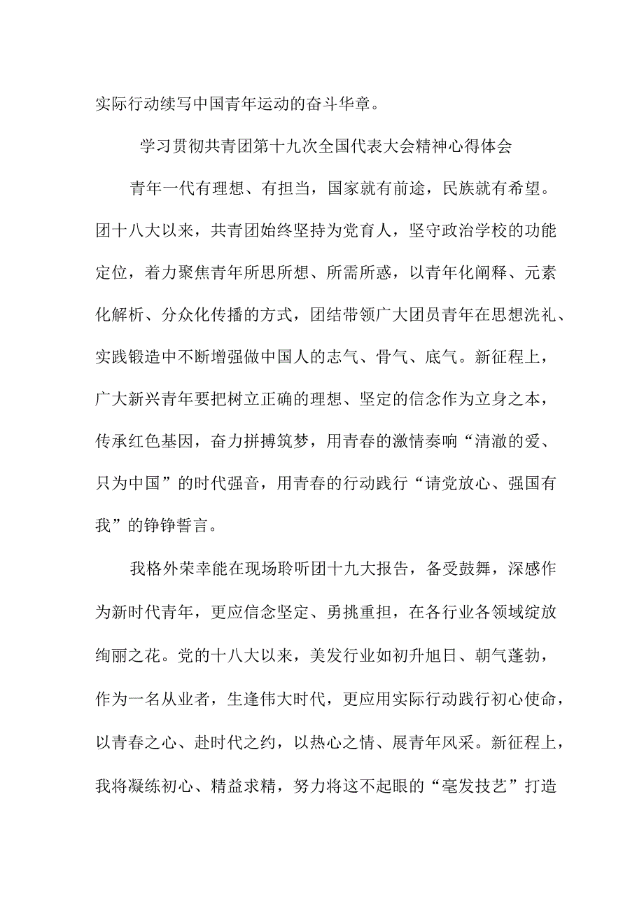 大学生学习贯彻共青团第十九次全国代表大会精神个人心得体会 5份.docx_第3页