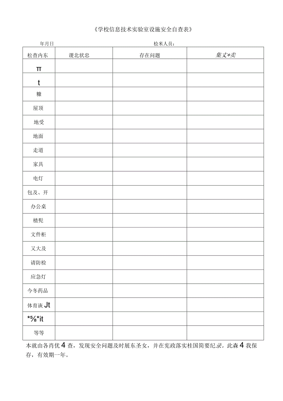 学校信息技术实验室设施安全自查表.docx_第1页