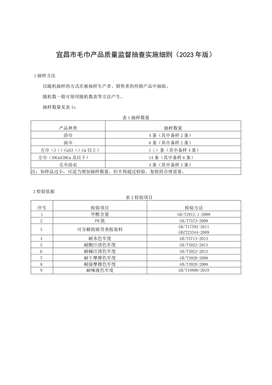 宜昌市毛巾产品质量监督抽查实施细则2023年版.docx_第1页