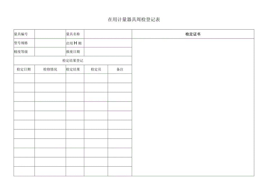 在用计量器具周检登记表.docx_第1页