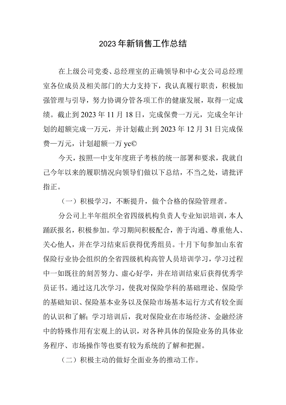 2023新销售工作总结.docx_第1页