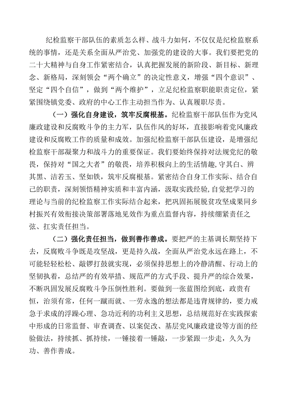 X纪检监察干部关于开展2023年纪检监察干部队伍教育整顿的研讨发言材料数篇包含数篇推进情况汇报+工作方案.docx_第3页