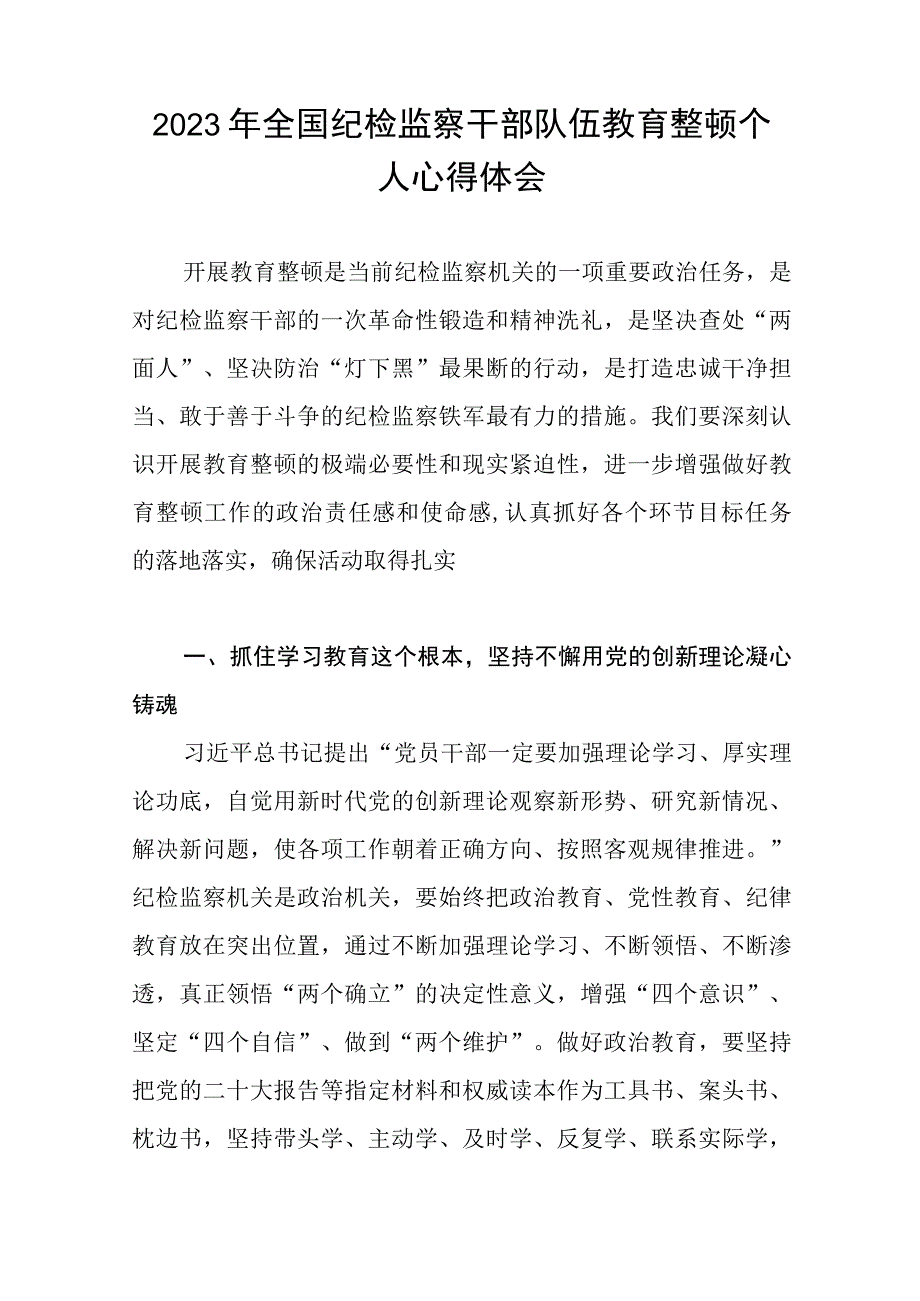 2023纪检监察干部队伍教育整顿活动心得体会发言材料八篇.docx_第3页