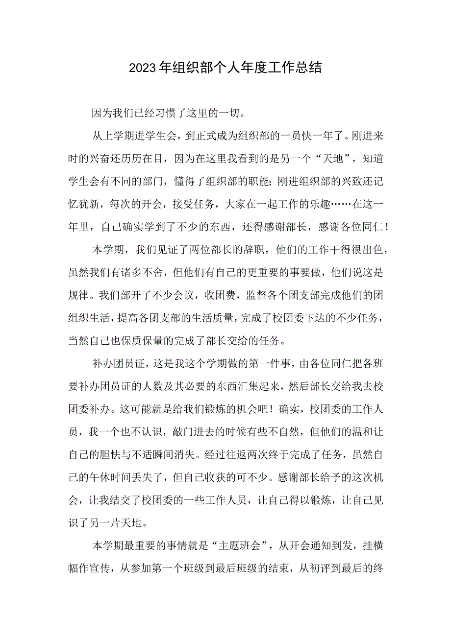 2023组织部个人年度工作总结.docx_第1页