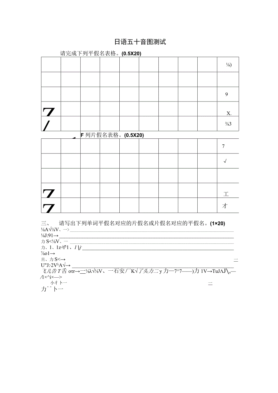 五十音图总练习 日语新标准初级上册.docx_第1页