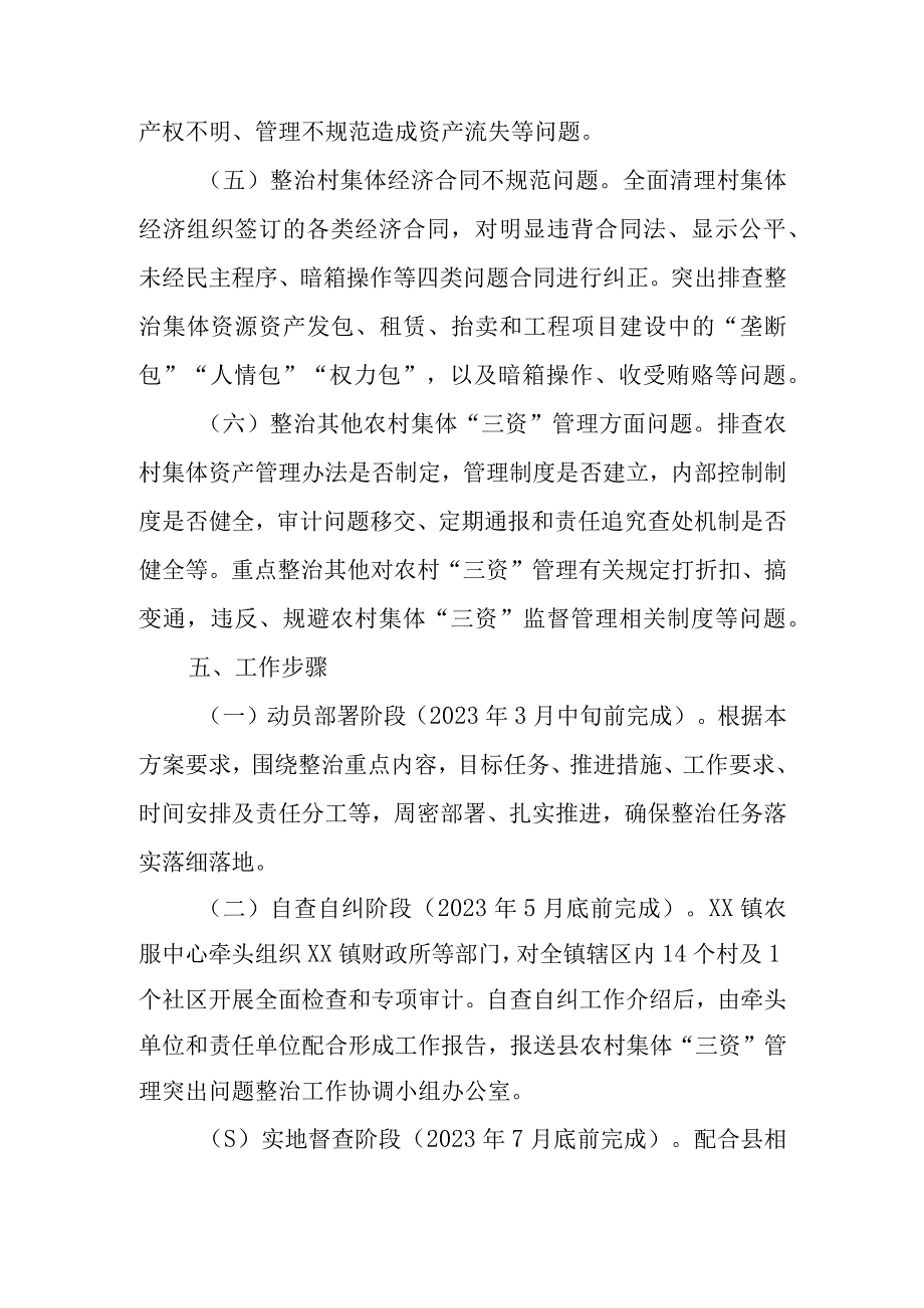 XX镇农村集体三资管理突出问题专项整治工作方案.docx_第3页