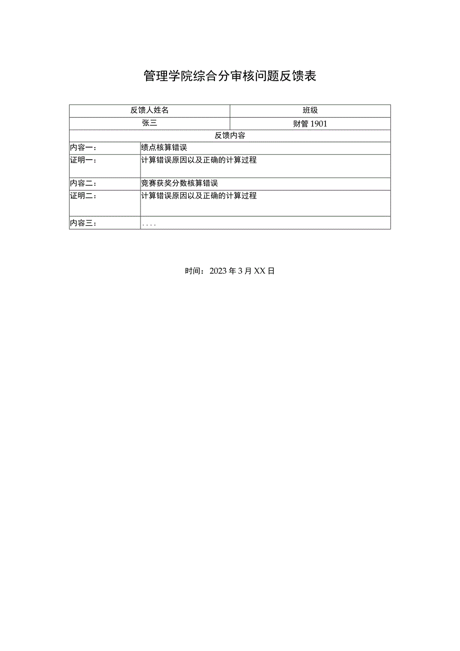 管理学院综合分审核问题反馈表.docx_第1页