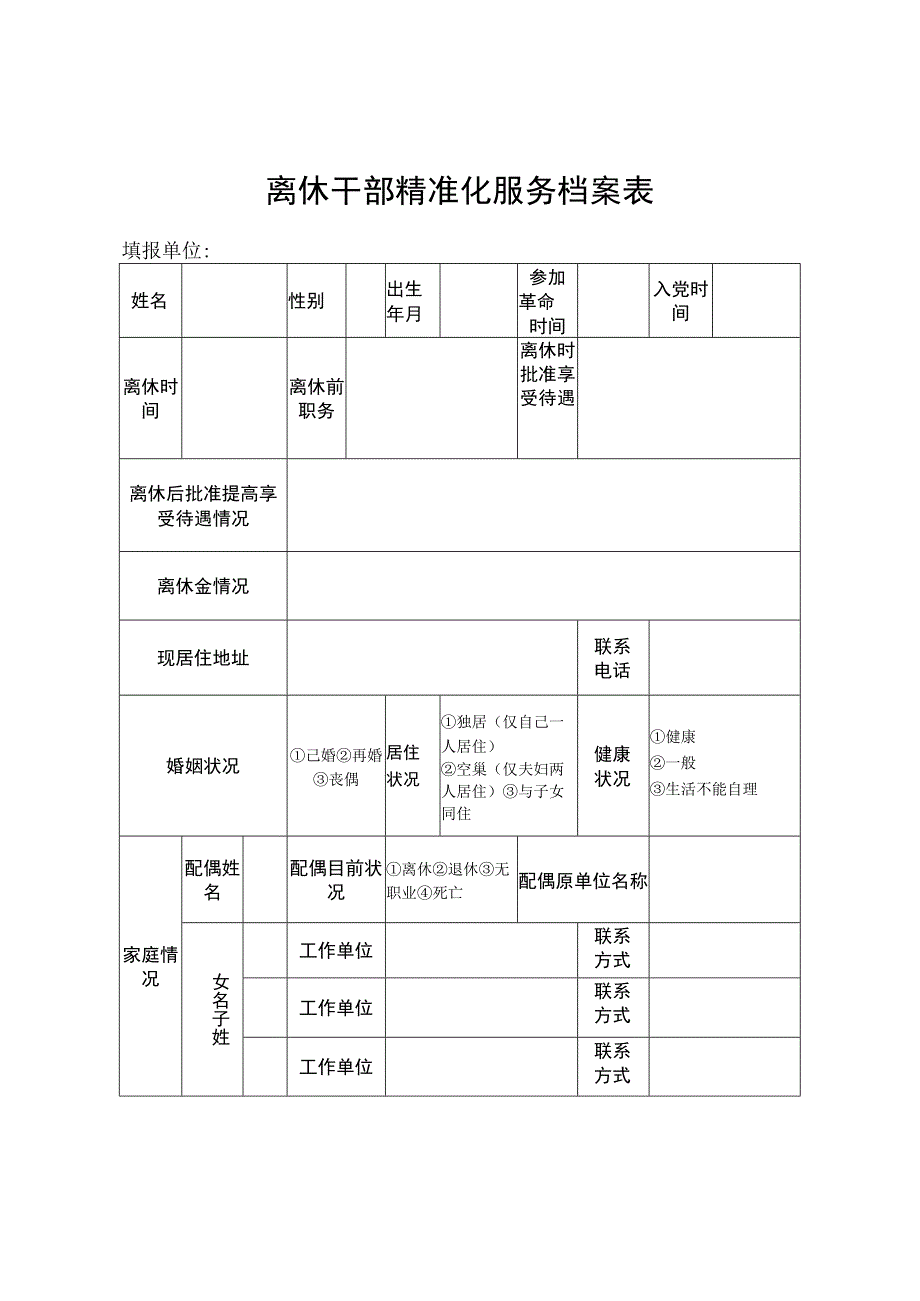 离休干部精准化服务档案表.docx_第1页