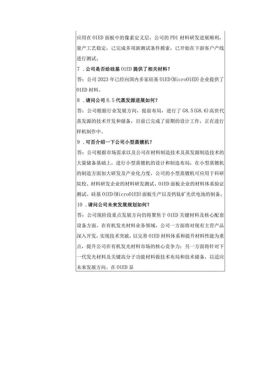 股票简称奥来德股票代码688378吉林奥来德光电材料股份有限公司5月份投资者关系活动记录表.docx_第3页