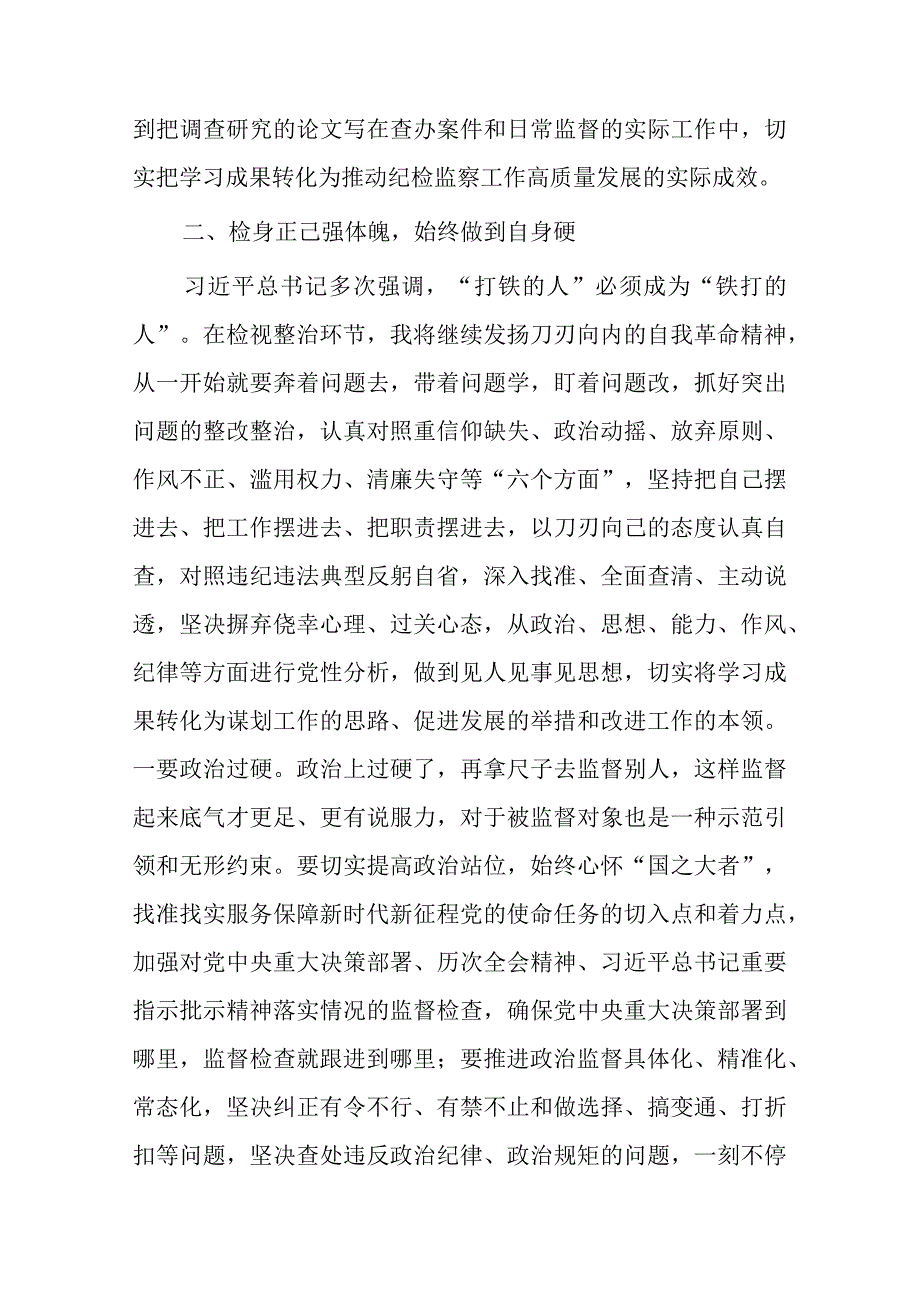 纪检监察干部在打铁必须自身硬专题研讨会上的发言材料共二篇.docx_第3页