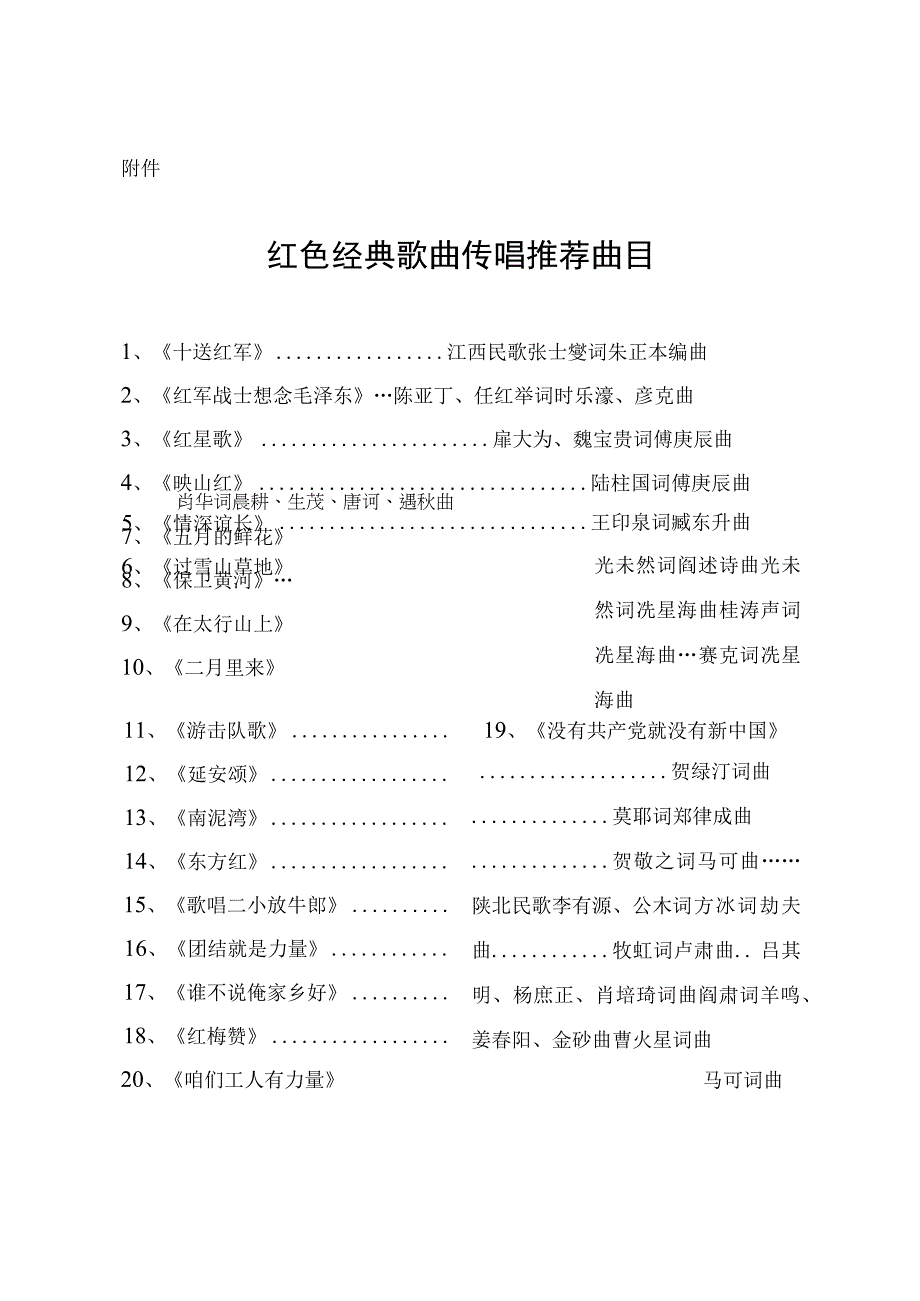 红色经典歌曲传唱推荐曲目.docx_第1页