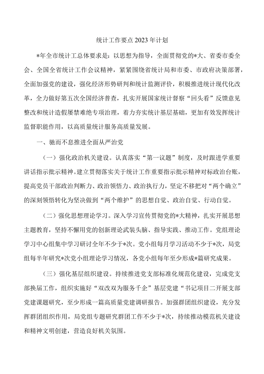 统计工作要点2023年计划.docx_第1页