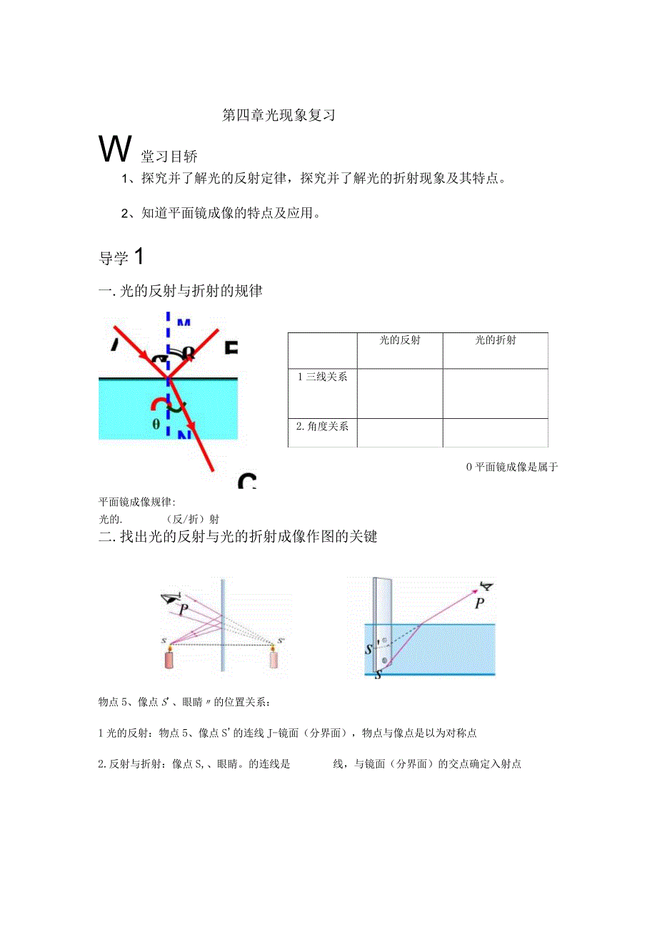 第四章 光现象复习 学案.docx_第1页