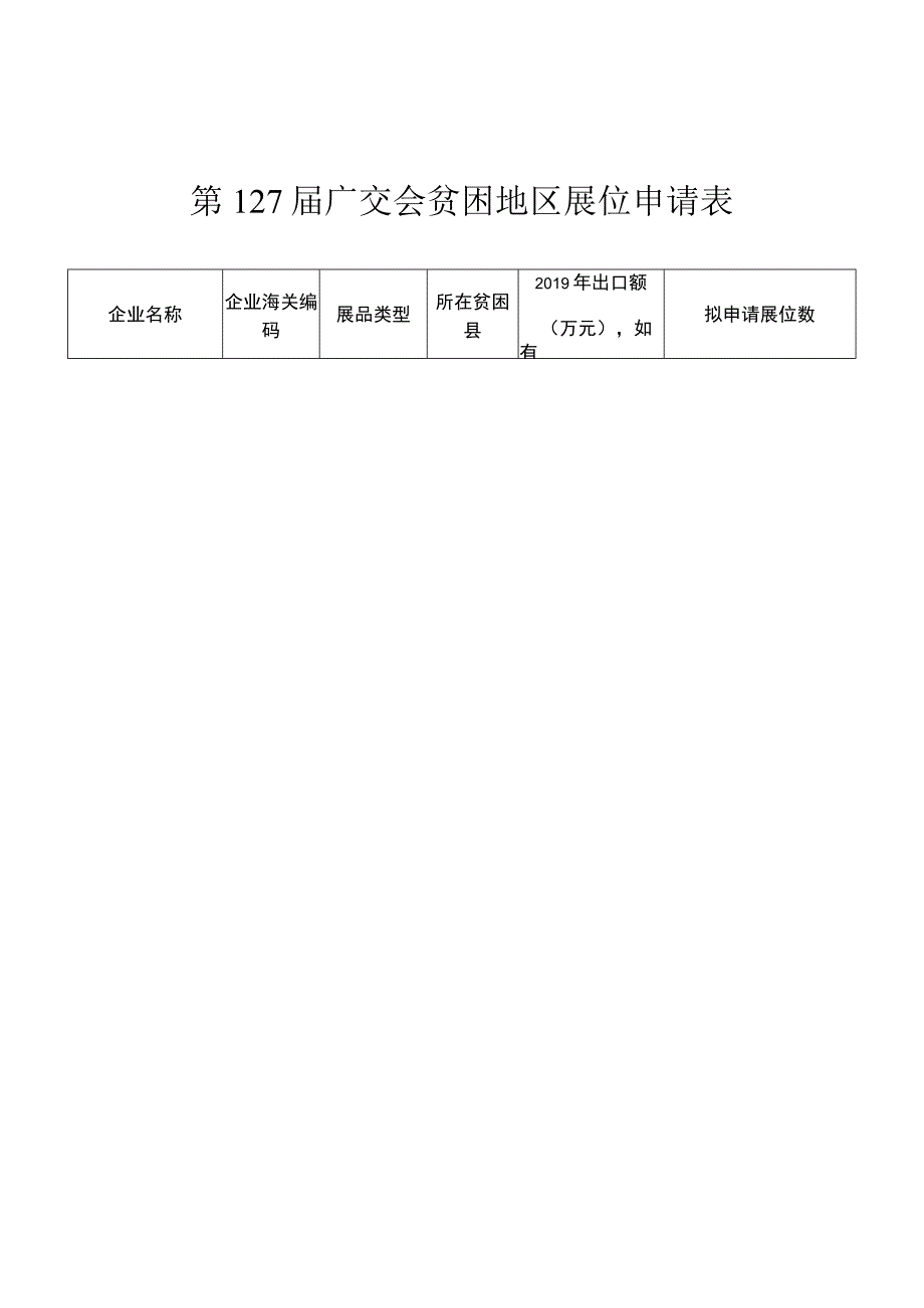 第127届广交会贫困地区展位申请表.docx_第1页