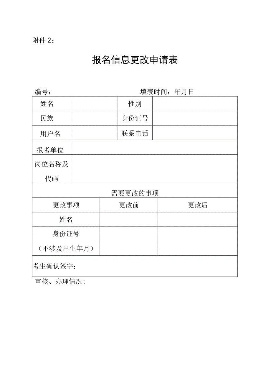 考生报名信息更改申请表.docx_第1页