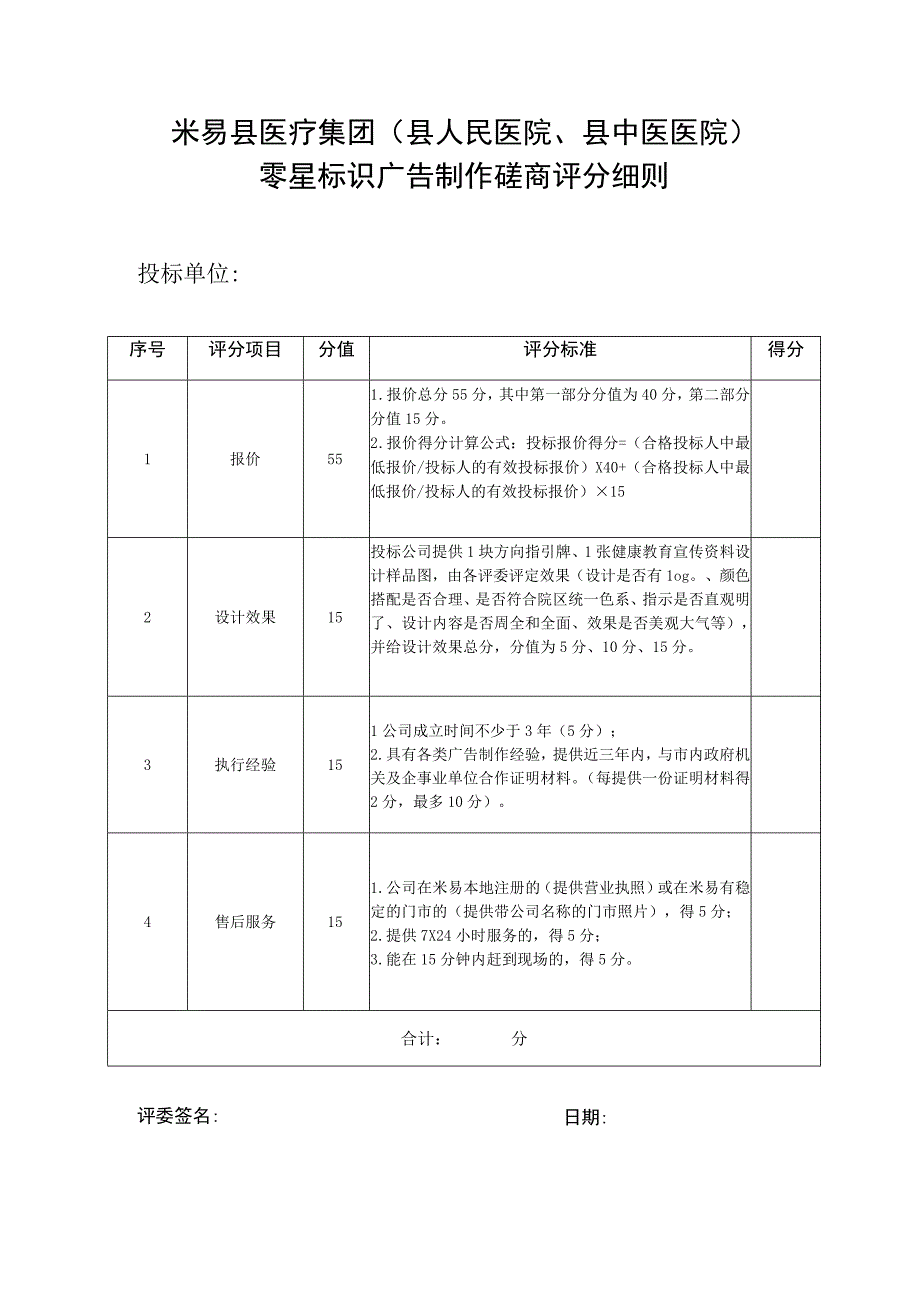 米易县医疗集团县人民医院县中医医院零星标识广告制作磋商评分细则.docx_第1页