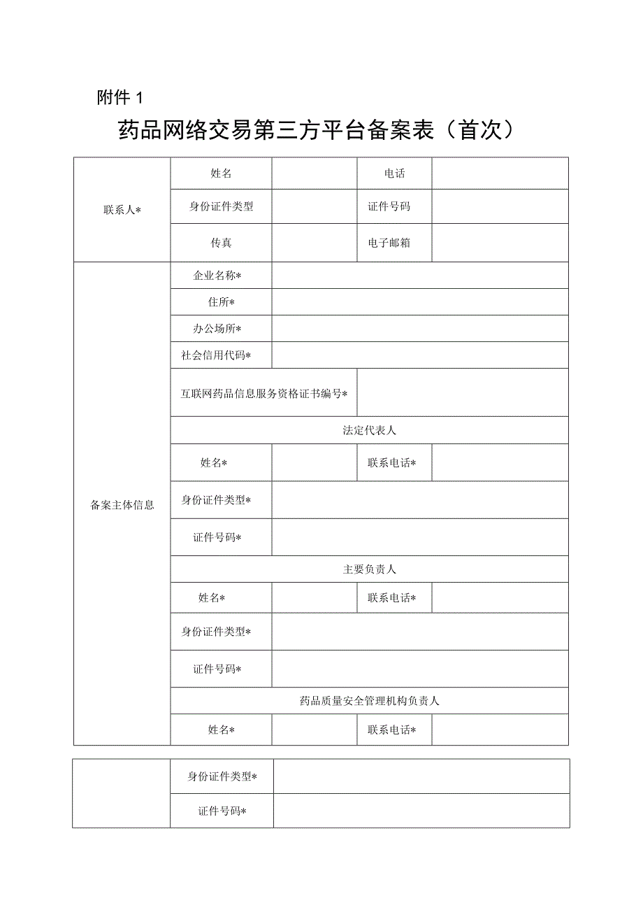 药品网络交易第三方平台备案表药品网络销售企业报告信息表首次.docx_第1页
