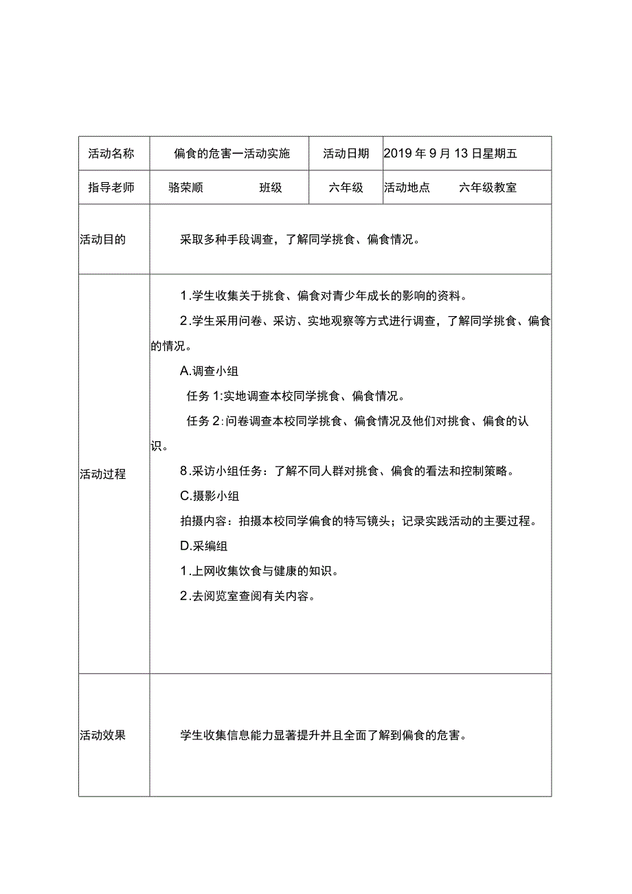 茅草坪小学六年级综合实践活动记录表.docx_第2页