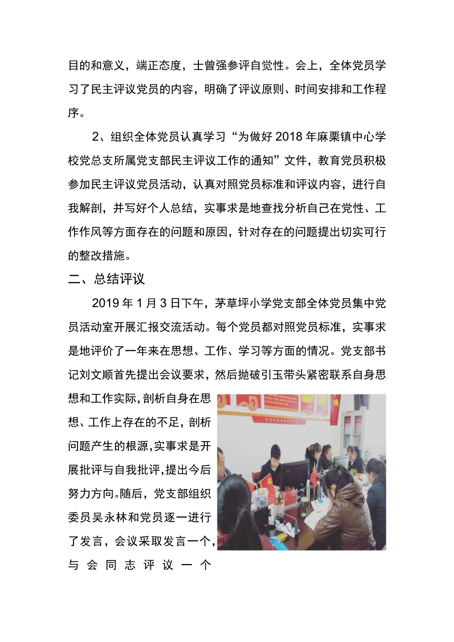 茅草坪小学党支部2018年度党员民主评议工作情况.docx_第3页