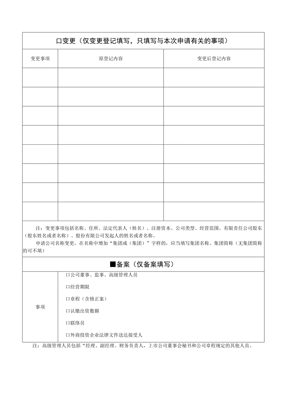 设立登记公司登记备案申请书填写样板.docx_第2页