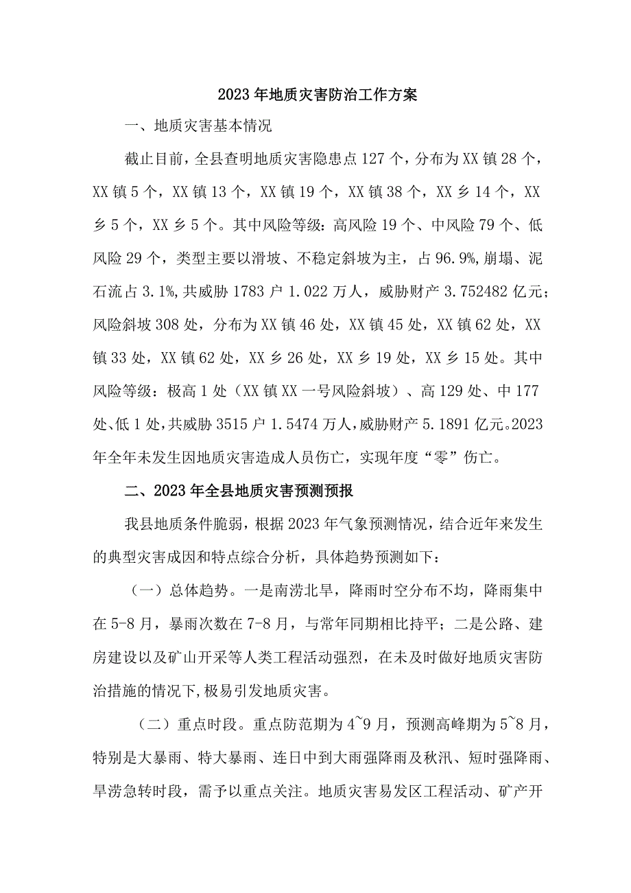 街道2023年地质灾害防治工作方案 合计5份.docx_第1页