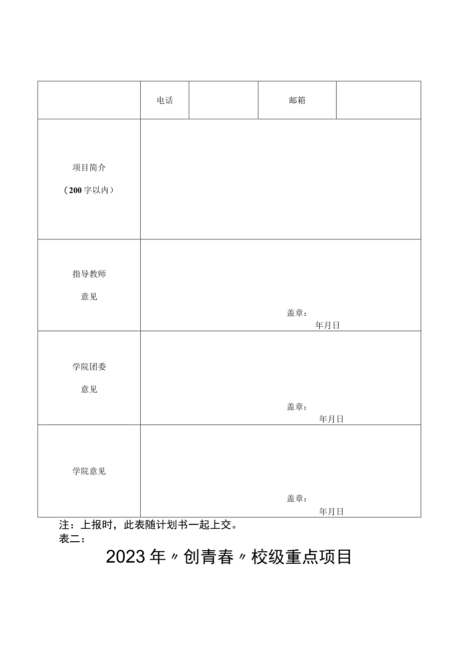 表一2023年创青春校级重点项目创业计划赛申报表.docx_第2页