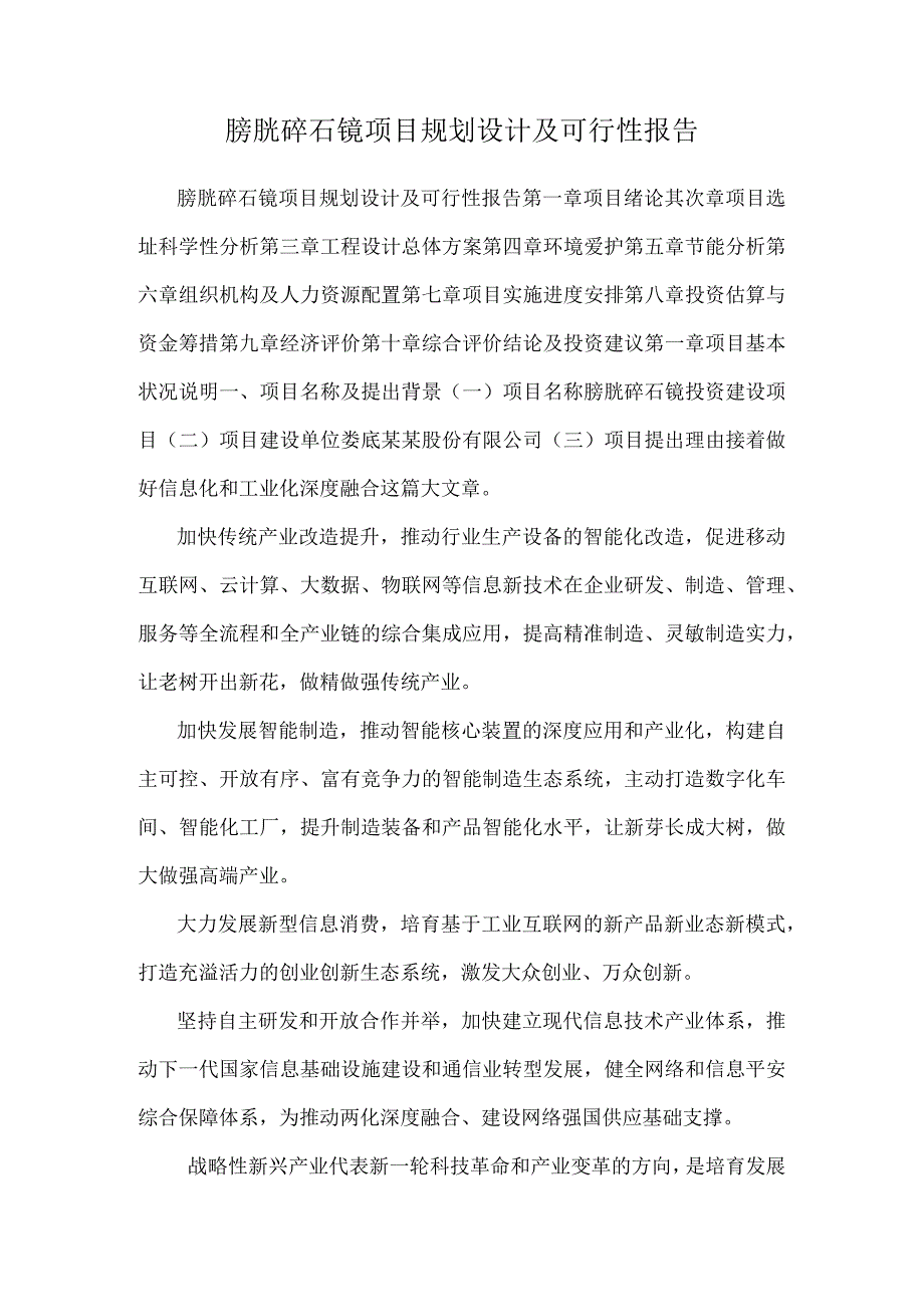 膀胱碎石镜项目规划设计及可行性报告.docx_第1页