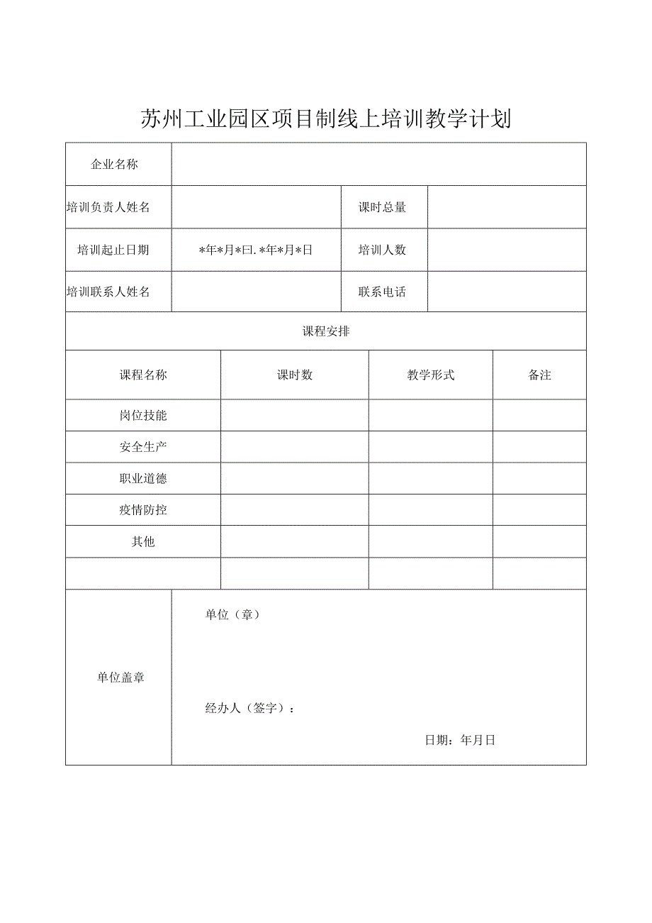 苏州工业园区开展项目制线上培训申请表.docx_第2页