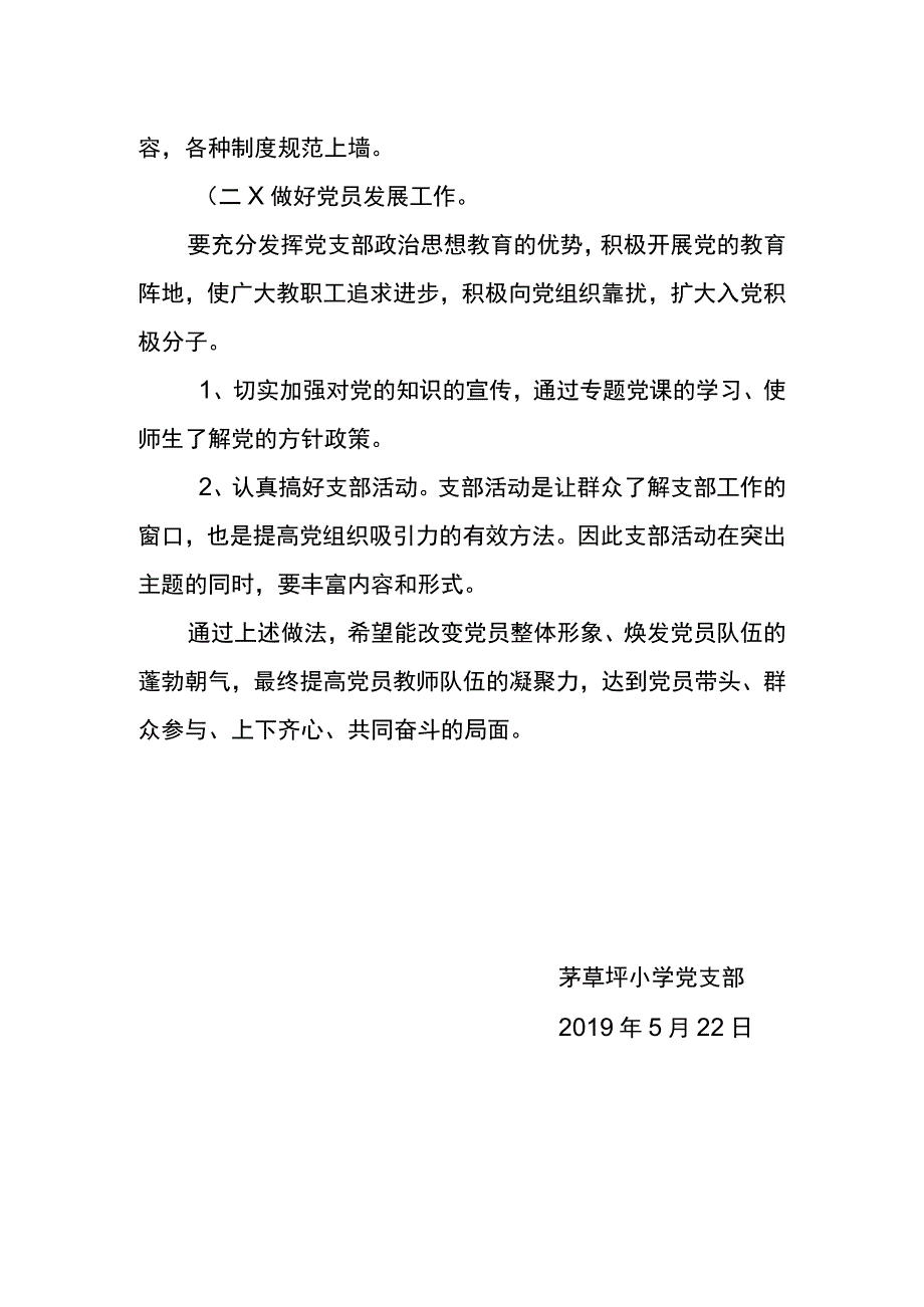 茅草坪小学党支部关于对2019年第一季度建设工作专项督查存在问题整改方案.docx_第2页