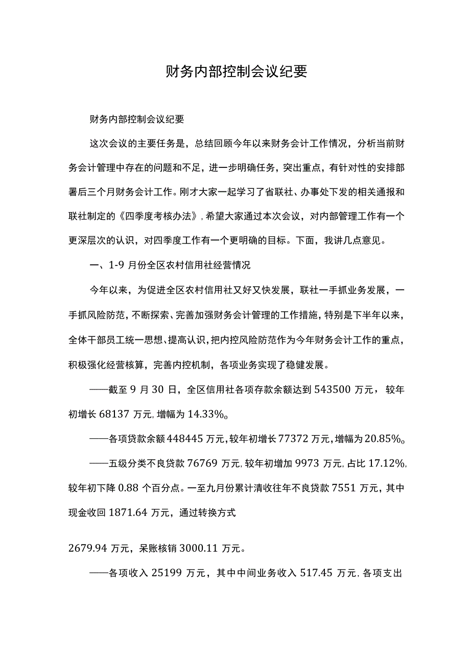 财务内部控制会议纪要.docx_第1页