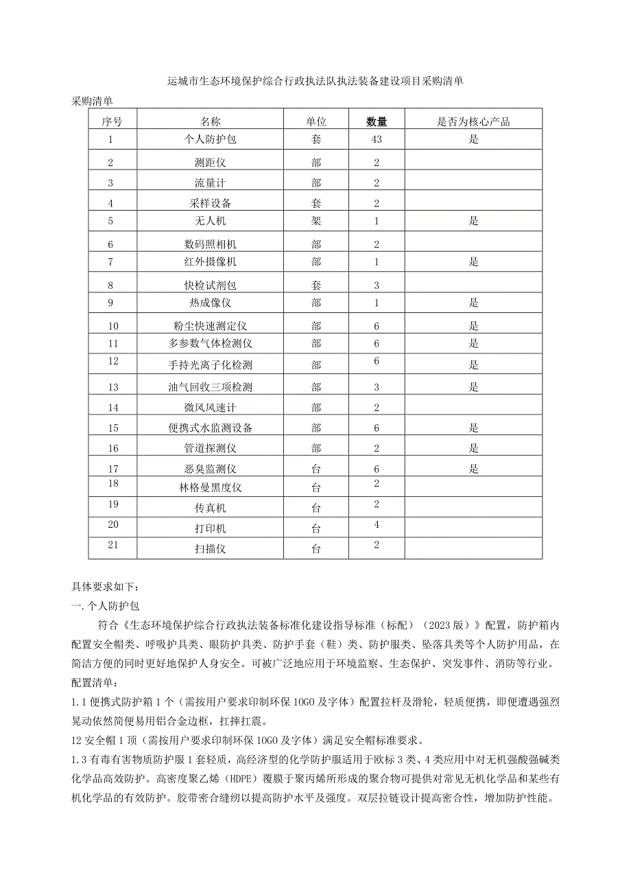 运城市生态环境保护综合行政执法队执法装备建设项目.docx_第3页