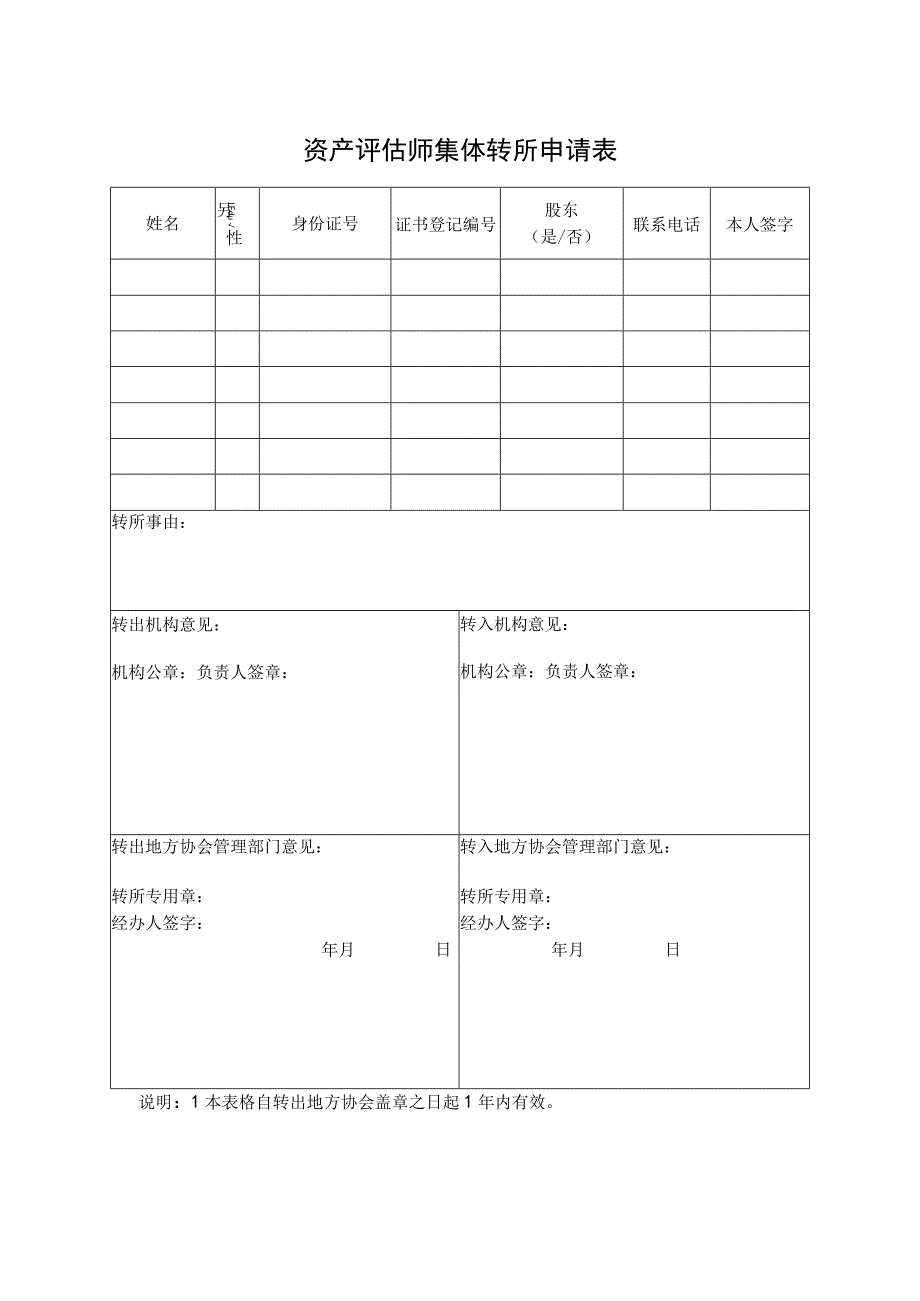 资产评估师集体转所申请表.docx_第1页